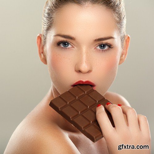 Girl with chocolate bar