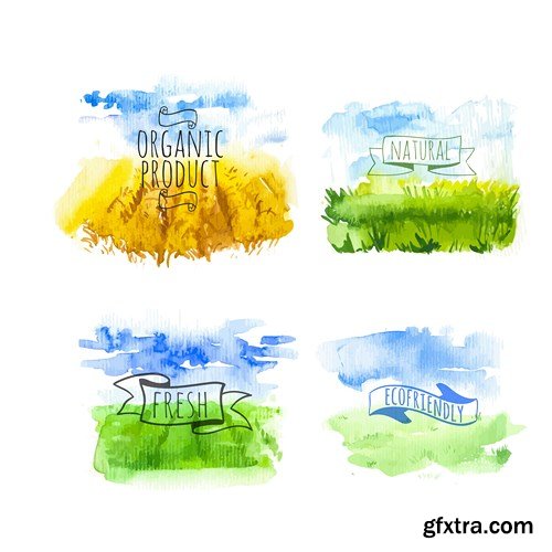 Watercolor Design Vector Set 3 - 15xEPS