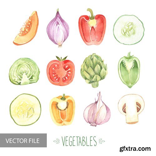 Watercolor Design Vector Set 3 - 15xEPS