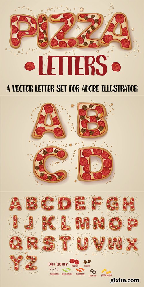 CreativeMarket Hand Drawn Pizza Letters 488309