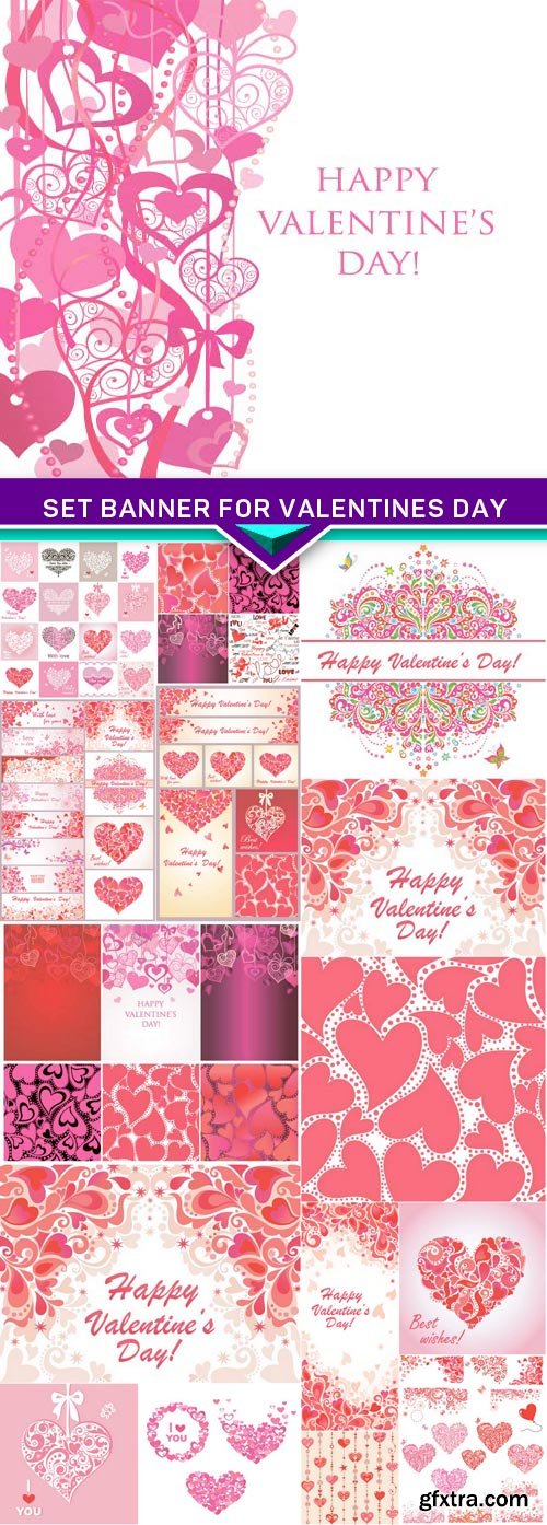 Set banner for Valentines day 15x EPS