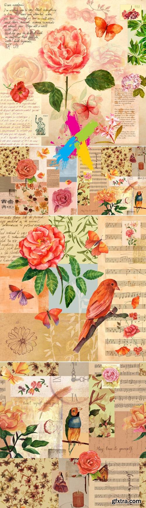 Stock Photo - Vintage Scrapbook Backgrounds