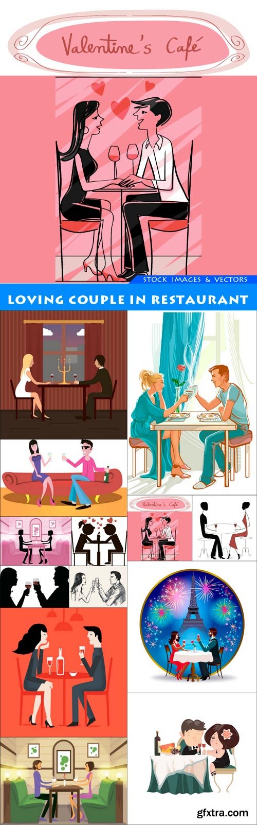 Loving couple in restaurant 13X EPS