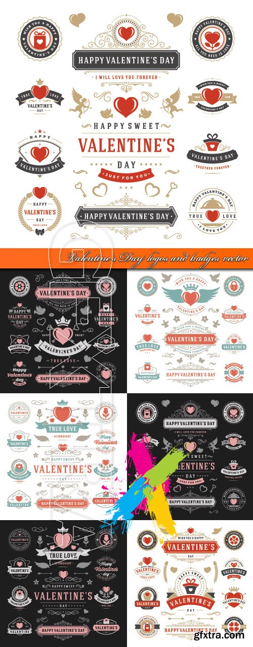 Valentine's Day logos and badges vector