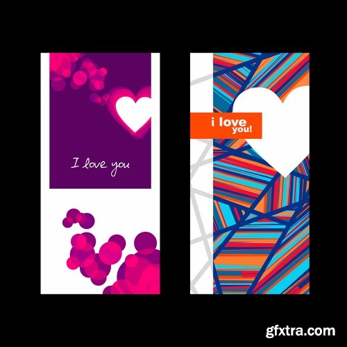 Collection of vector heart picture Valentine\'s Day gift card 4-25 EPS