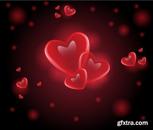 Collection of vector heart picture Valentine\'s Day gift card 4-25 EPS