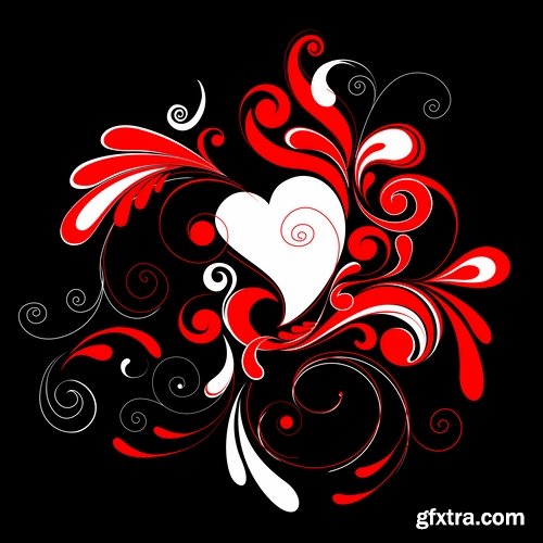 Collection of vector heart picture Valentine\'s Day gift card 4-25 EPS