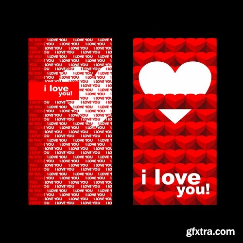 Collection of vector heart picture Valentine\'s Day gift card 4-25 EPS