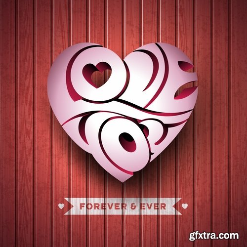 Collection of vector heart picture Valentine\'s Day gift card 4-25 EPS