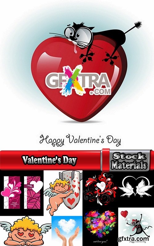 Collection of vector heart picture Valentine\'s Day gift card 4-25 EPS