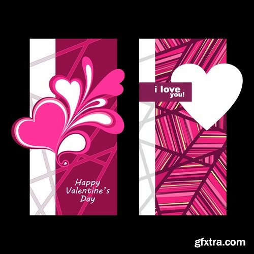 Collection of vector heart picture Valentine\'s Day gift card 4-25 EPS