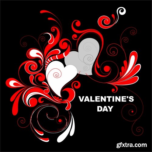 Collection of vector heart picture Valentine\'s Day gift card 4-25 EPS