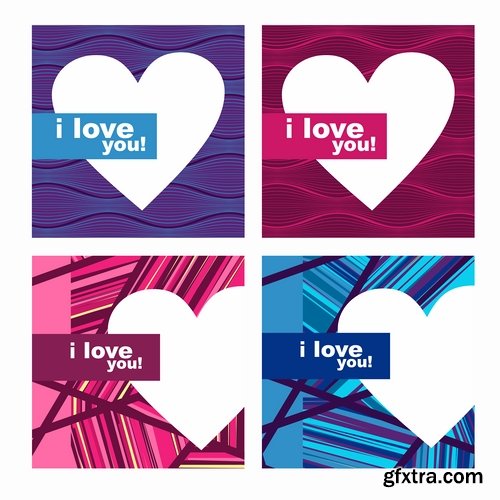 Collection of vector heart picture Valentine\'s Day gift card 4-25 EPS