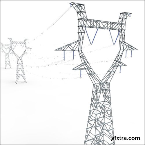 Modular Powerlines 3D Model