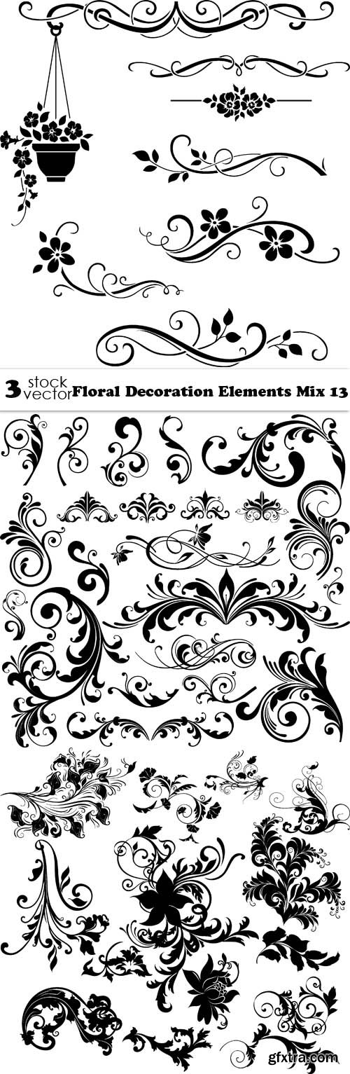 Vectors - Floral Decoration Elements Mix 13