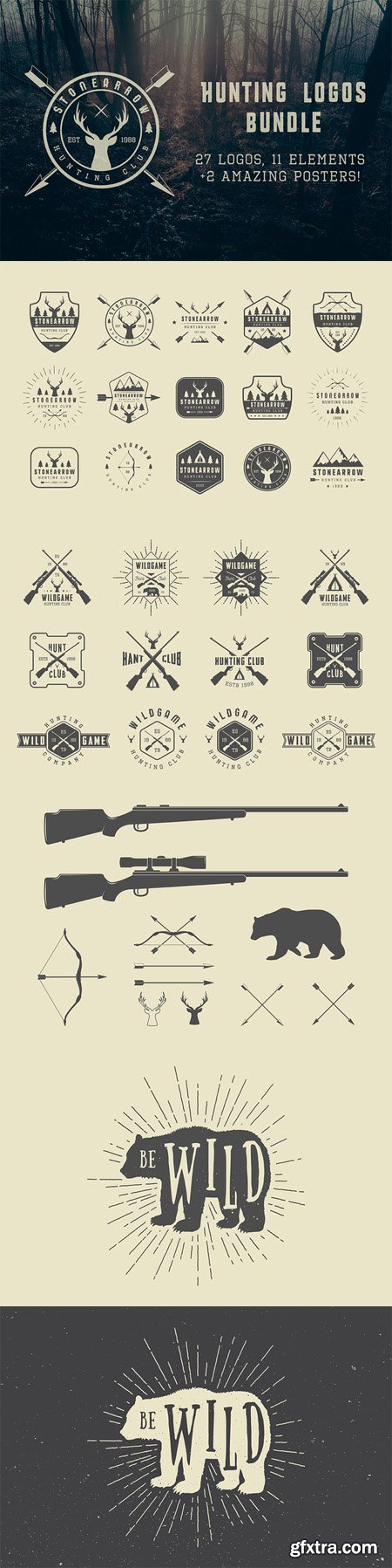 CM - Set of vintage hunting logos 493924