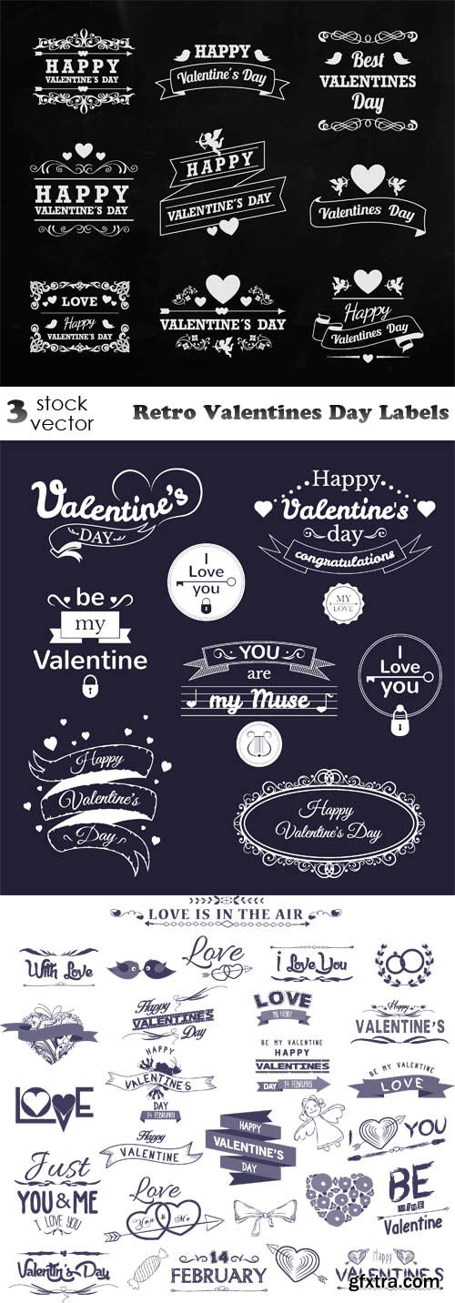 Vectors - Retro Valentines Day Labels