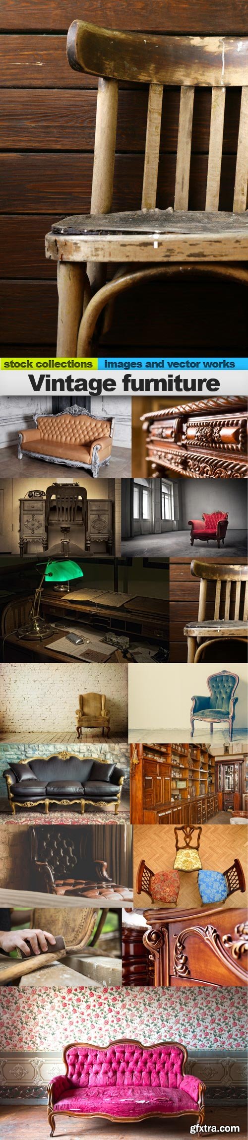 Vintage furniture, 15 x UHQ JPEG