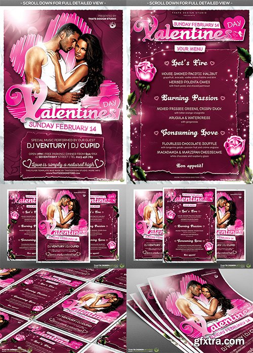 CreativeMarket Valentines Day Flyer+Menu Bundle V7 492059