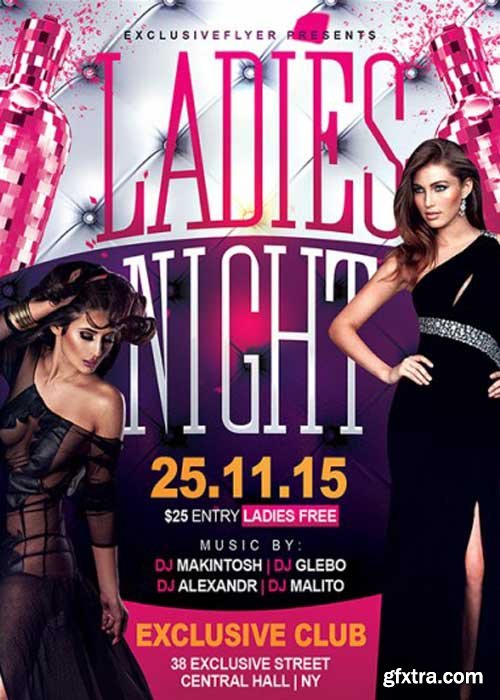 Ladies Night V2 Premium Flyer Template + Facebook Cover