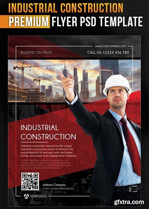 Industrial Construction Flyer PSD Template + Facebook Cover