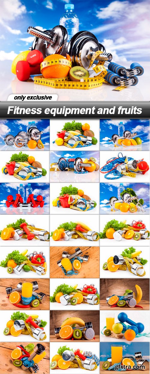 Fitness equipment and fruits - 25 UHQ JPEG