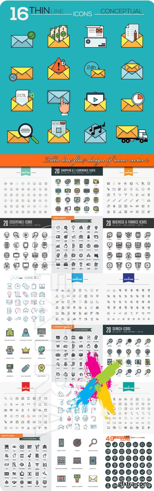 Thin line flat design of icons vector 2