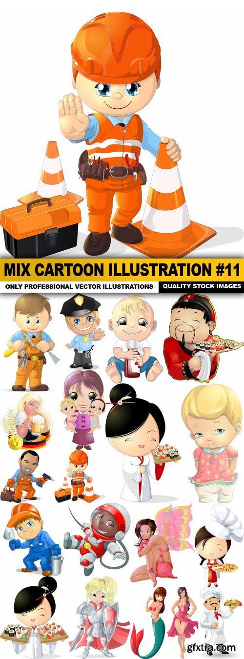 Mix cartoon Illustration #11 - 19 Vector