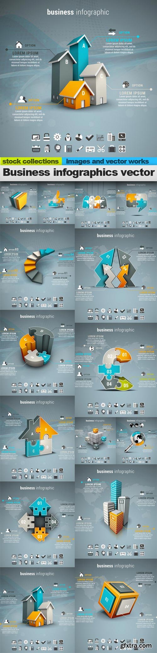 Business infographics vector, 15 x EPS