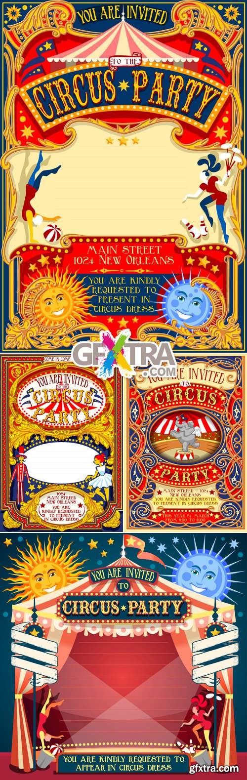 Circus Invitations Vector