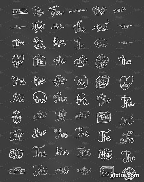 CreativeMarket 60 Hand drawn 'The' PS Brushes 4877