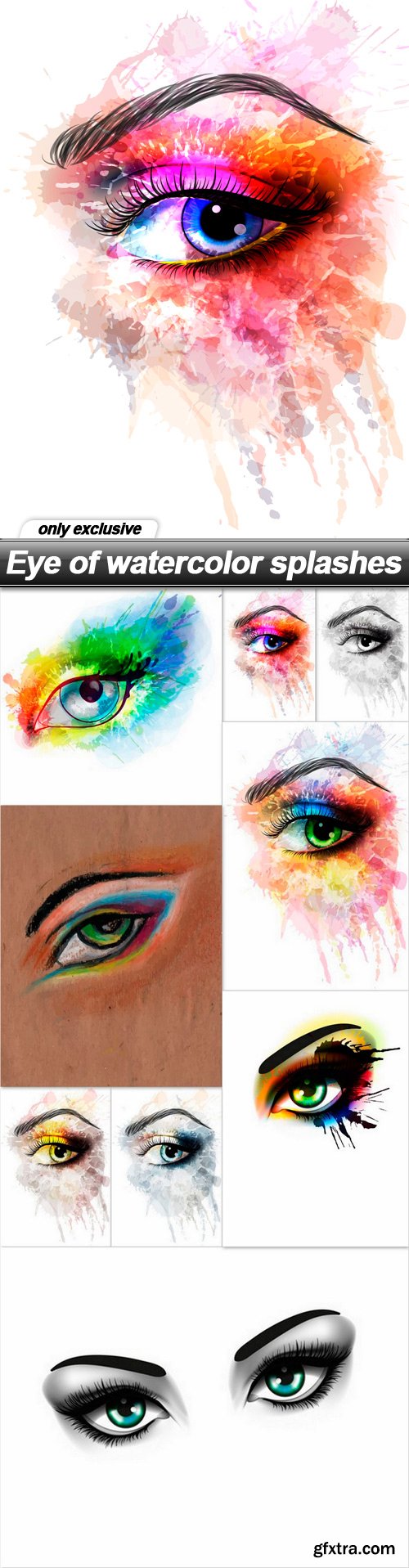 Eye of watercolor splashes - 9 EPS