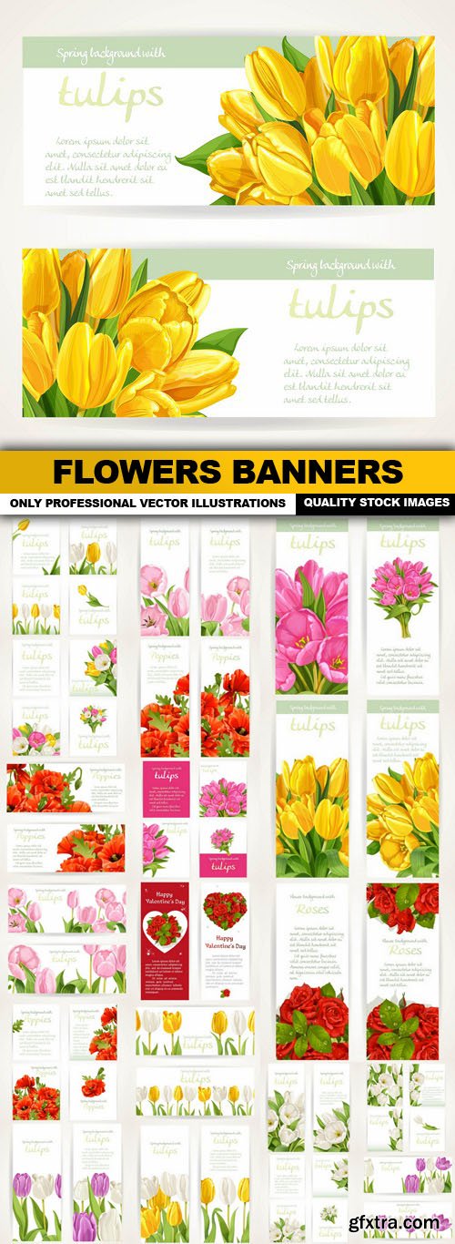 Flowers Banners - 20 Vector