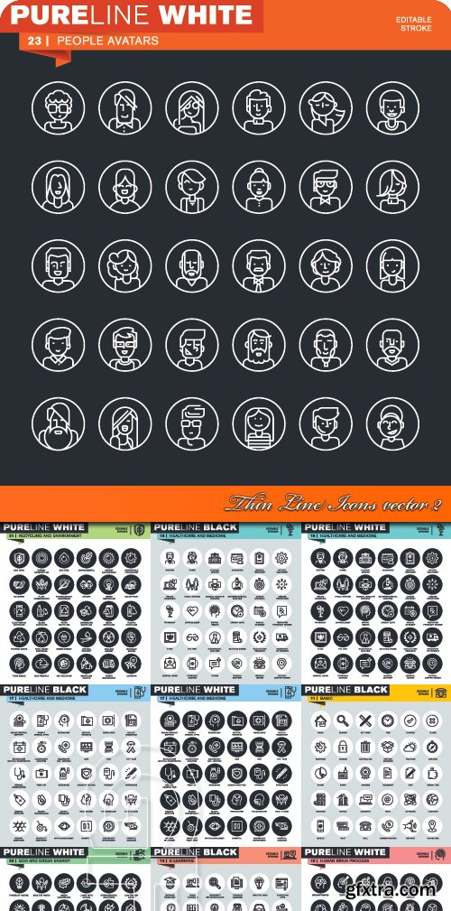 Thin Line Icons vector 2