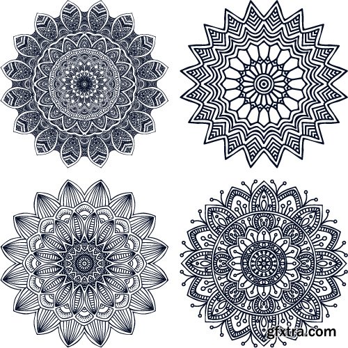 Rosette vintage decorative elements vector