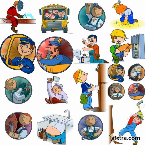 Collection of vector cartoon Toon picture of different professions 25 HQ Jpeg