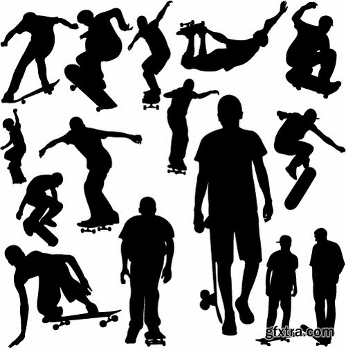 Collection of skateboard vector picture drawing for T-shirts 25 EPS