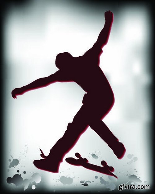 Collection of skateboard vector picture drawing for T-shirts 25 EPS