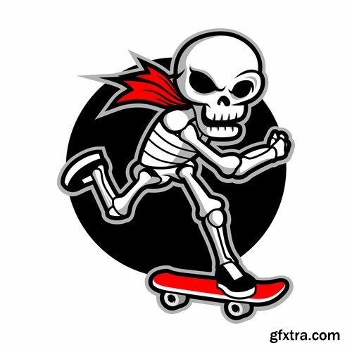 Collection of skateboard vector picture drawing for T-shirts 25 EPS