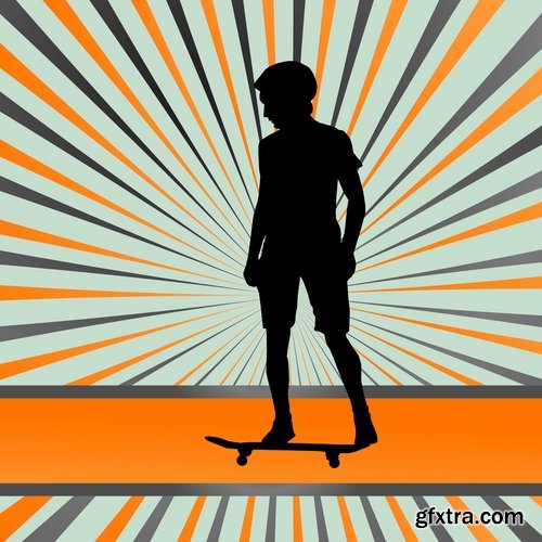 Collection of skateboard vector picture drawing for T-shirts 25 EPS