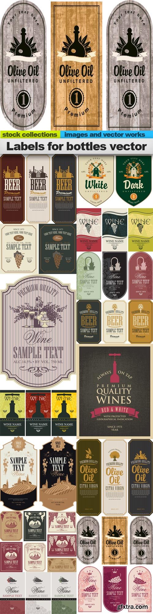 Labels for bottles vector, 15 x EPS