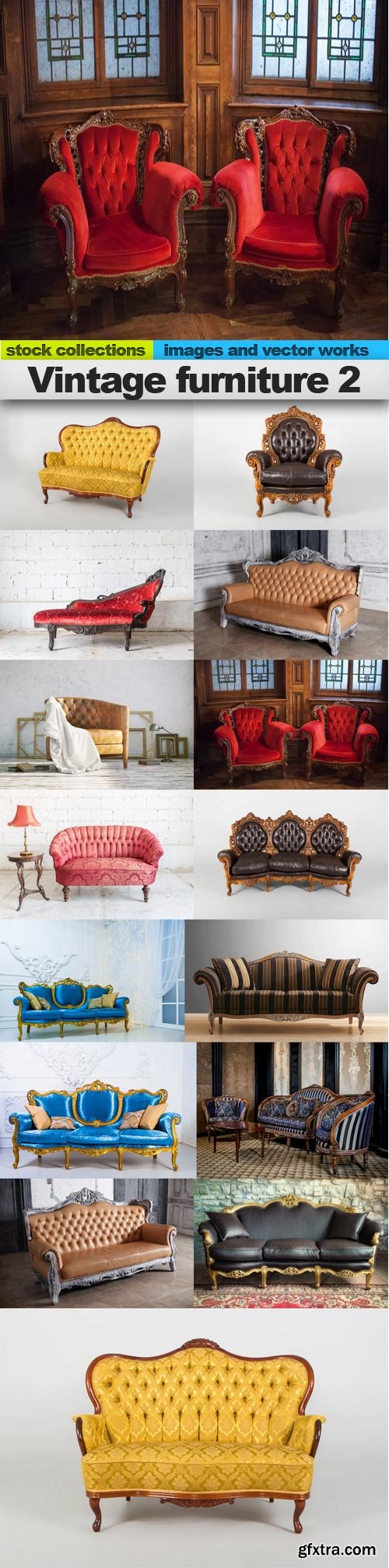 Vintage furniture 2, 15 x UHQ JPEG