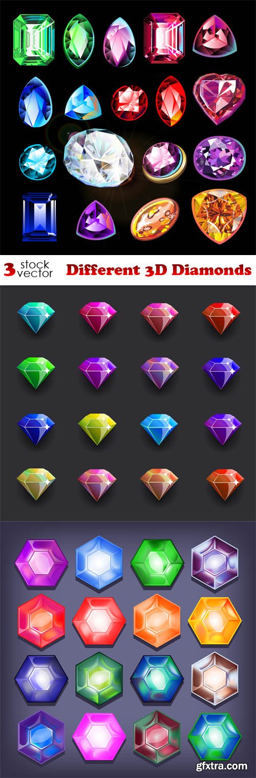 Vectors - Different 3D Diamonds