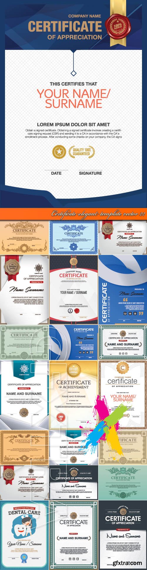 Certificate elegant template vector 22