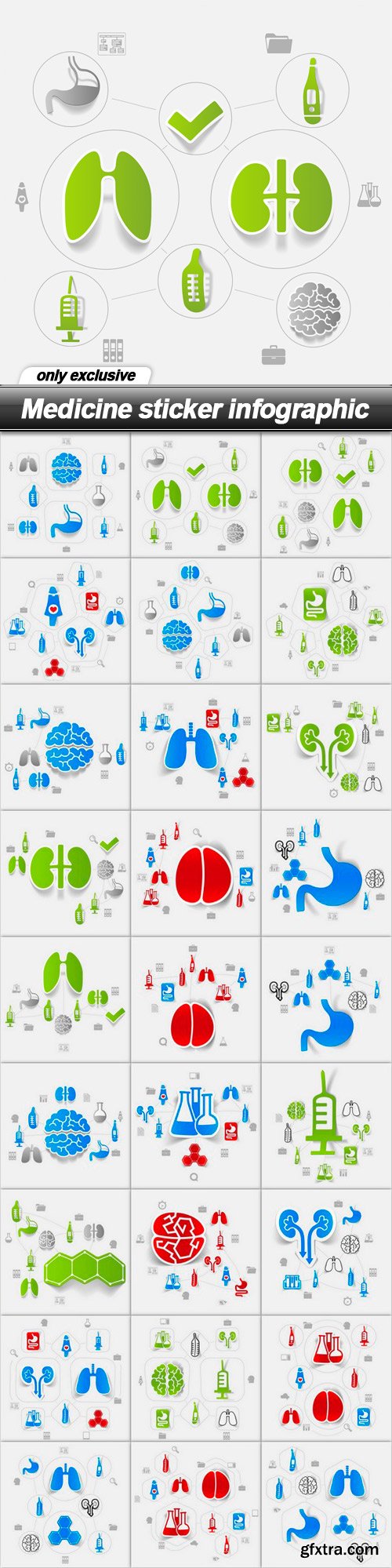 Medicine sticker infographic - 27 EPS