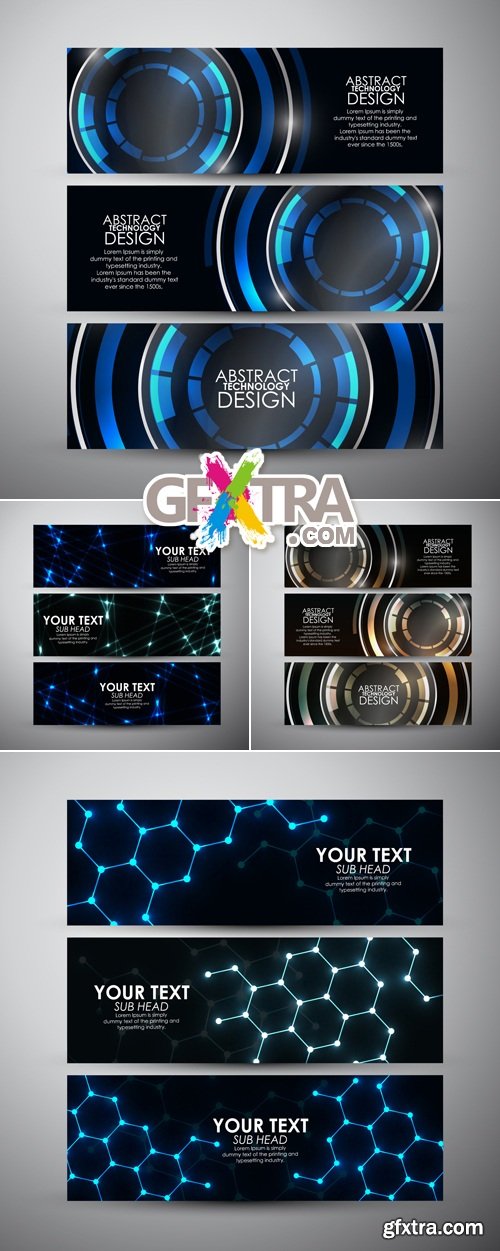 Abstract Techno Banners Vector