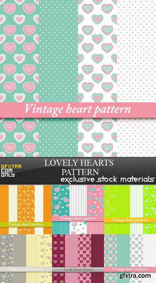 Lovely Hearts Pattern - 6 EPS