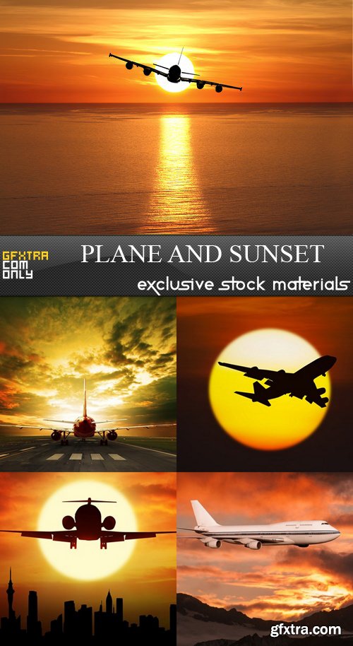 Plane and Sunset - 5 UHQ JPEG