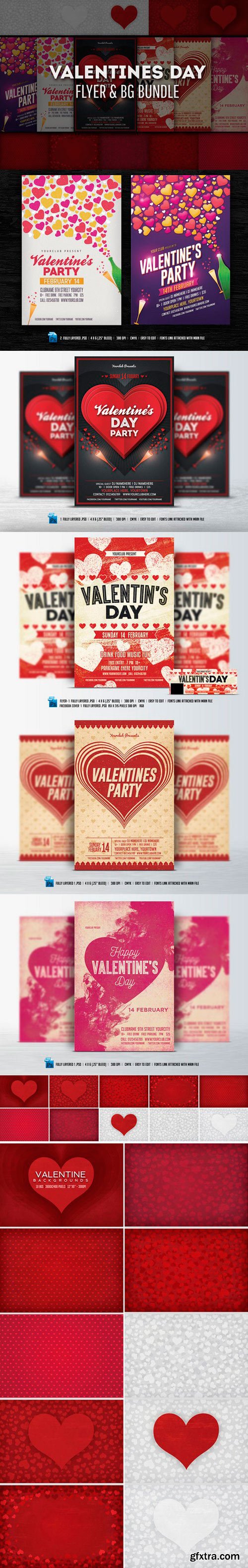 CM - Valentines Day Flyer & BG/ Bundle 501946
