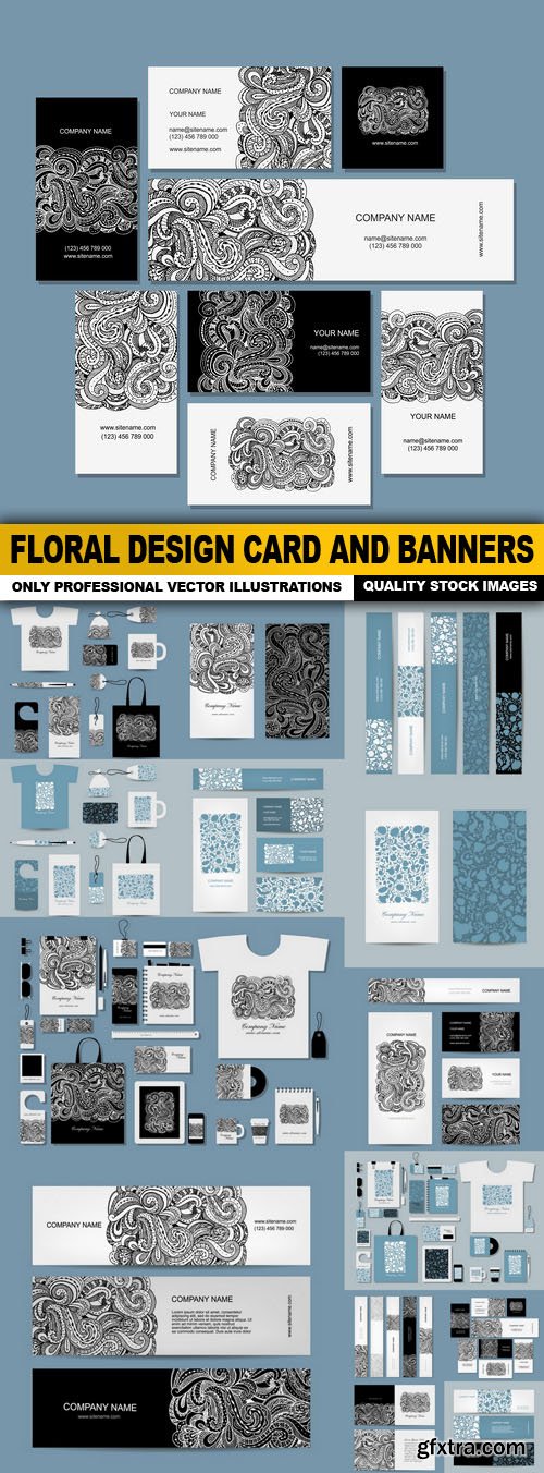 Floral Design Card And Banners - 14 Vector